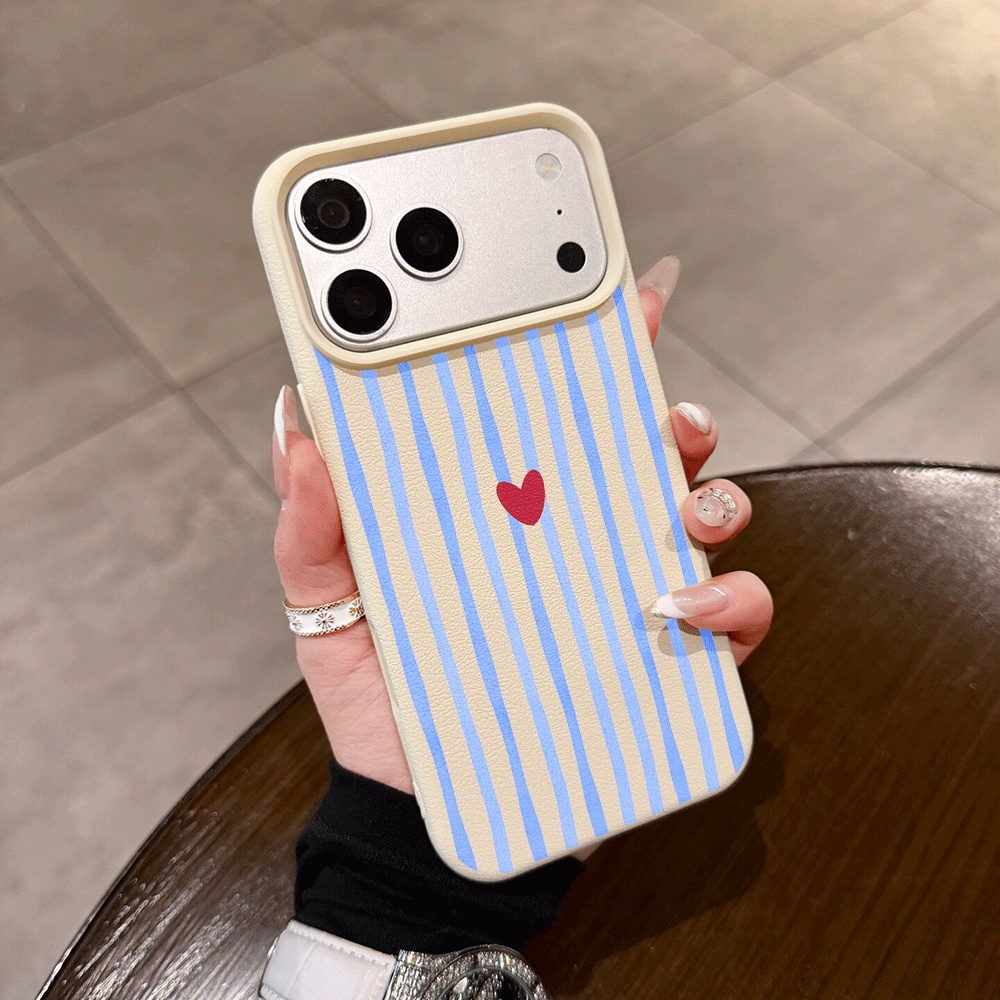 Phone Cases Rugged - เคสโทรศัพท์ลายหัวใจลายทางแนวตั้งสำหรับ iPhone 17 16 15 14