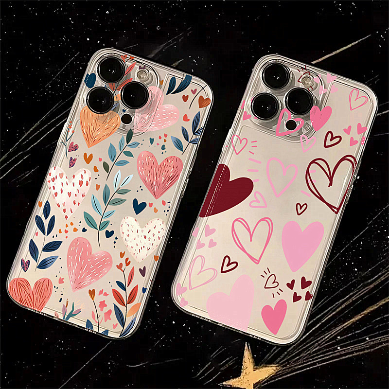 Phone Cases Xr - เคสโทรศัพท์ซิลิโคนลายหัวใจ ใบไม้ ดวงตา พระจันทร์ สำหรับ iPhone