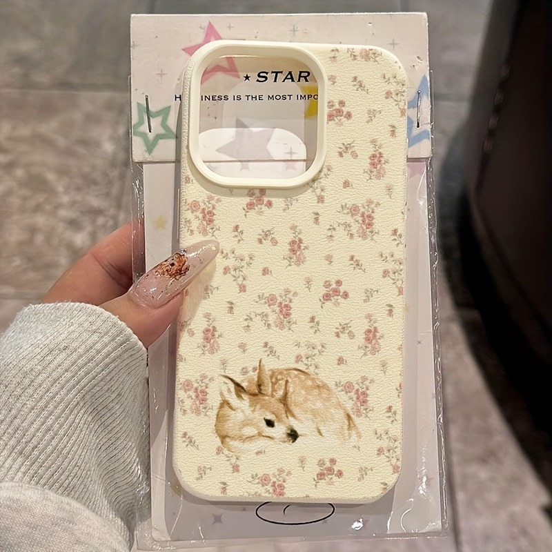 Phone Cases Cute Iphone 13 - เคสโทรศัพท์ลายกวางน่ารัก ลายดอกไม้เต็มพื้นผิว สำหรับ iPhone 17 16
