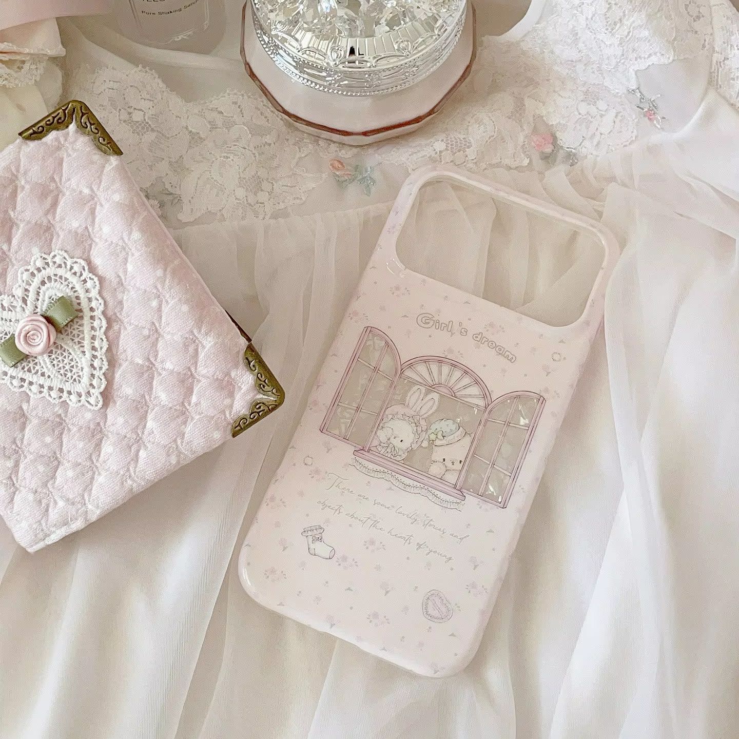 Phone Cases Girls - เคสโทรศัพท์ลายดอกไม้สีชมพูสไตล์ Y2K ลายกระต่ายน่ารัก สำหรับ iPhone 17