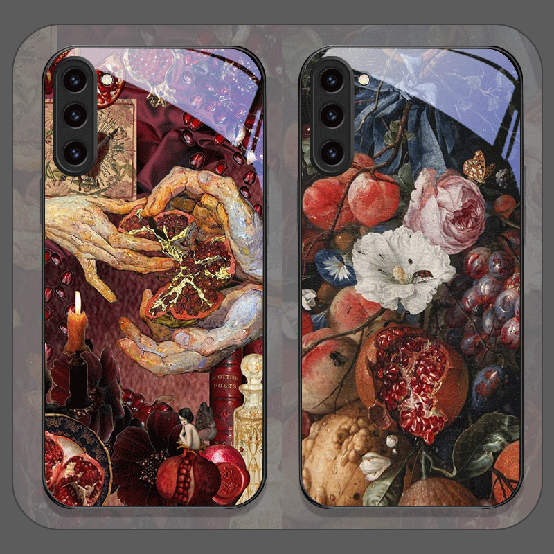 Phone Cases Galaxy S25 - เคสโทรศัพท์มือถือลายดอกทับทิมสุดหรู ทำจากกระจกนิรภัย สำหรับ Samsung Galaxy S25