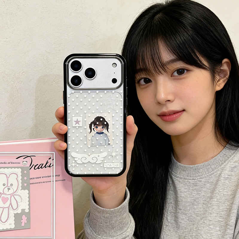 Phone Cases Girls - เคสโทรศัพท์ลายจุดปักดาวสไตล์สาวเกาหลี สำหรับ iPhone 17 16 15