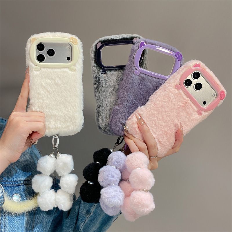 Phone Cases Usa - เคสโทรศัพท์ขนเฟอร์สีพื้นสุดหรู สำหรับ iPhone 17 Air 16