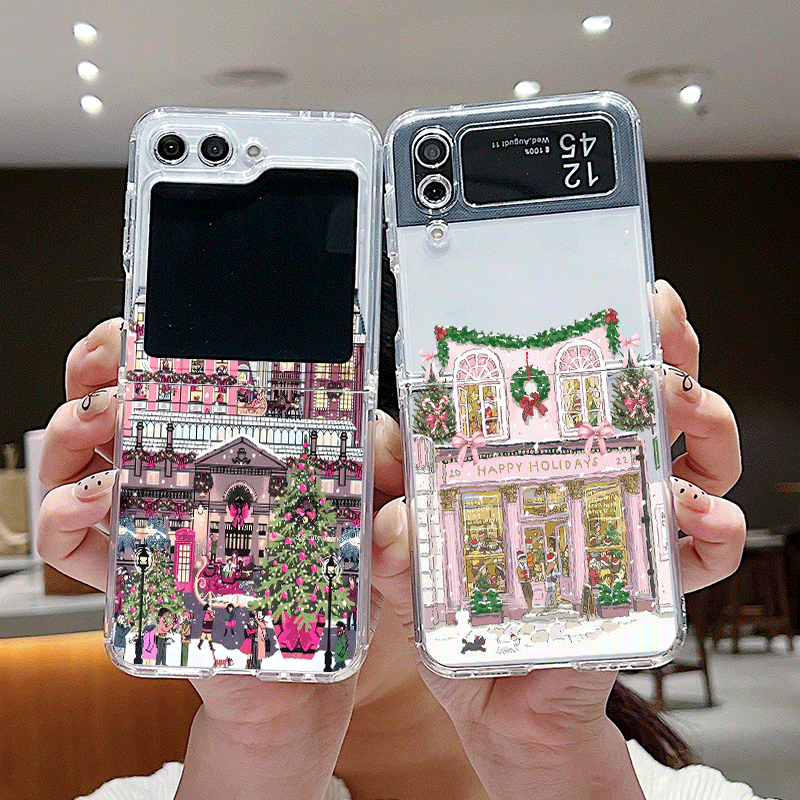Phone Cases Z Flip 7 - เคสโทรศัพท์ลายทิวทัศน์หิมะในชนบท วันคริสต์มาส สำหรับ Samsung Galaxy Z
