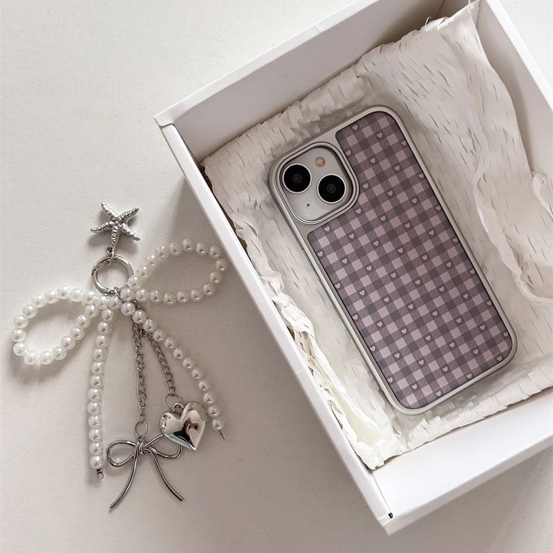 เคสโทรศัพท์ลายตารางสีชมพูม่วงร - Phone Cases Girls บทวิจารณ์และราคา