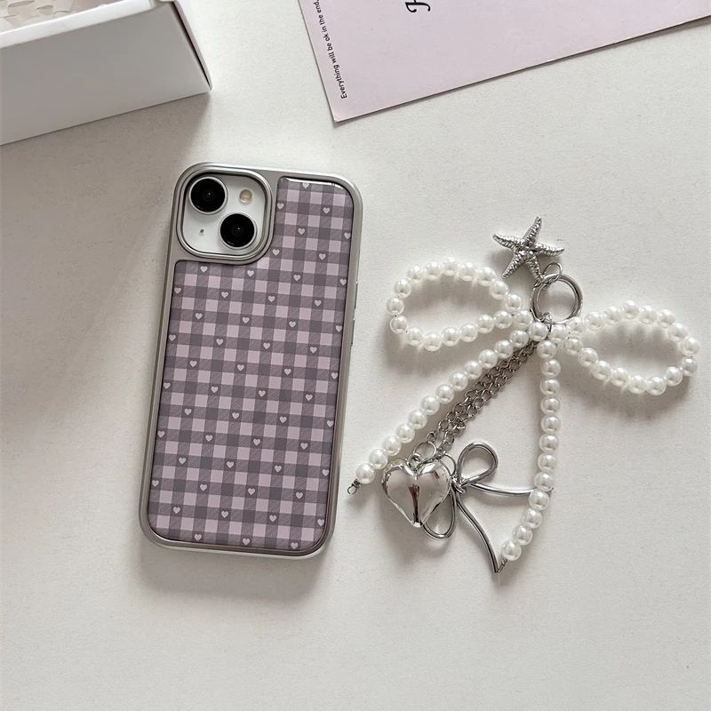 เคสโทรศัพท์ลายตารางสีชมพูม่วงร - Phone Cases Girls บทวิจารณ์และราคา