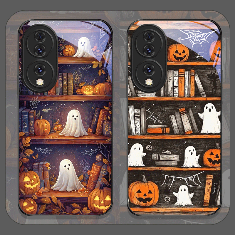 ฮาโลวีนฟักทองผีชั้นวางหนังสือก - Phone Cases Honor บทวิจารณ์และราคา