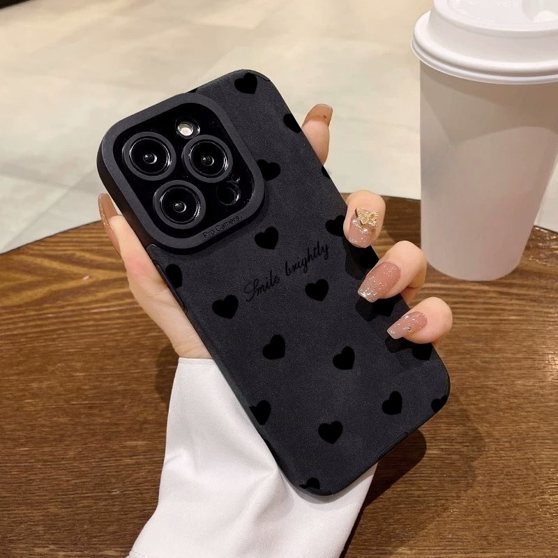 เคสโทรศัพท์หรูหราสีดำลายหัวใจร - Phone Cases Xr บทวิจารณ์และราคา